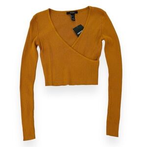 Forever 21 Surplice Crop Top Camel Small NWT